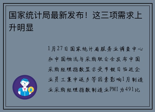 国家统计局最新发布！这三项需求上升明显