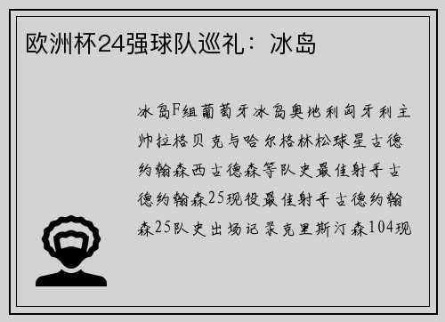 欧洲杯24强球队巡礼：冰岛